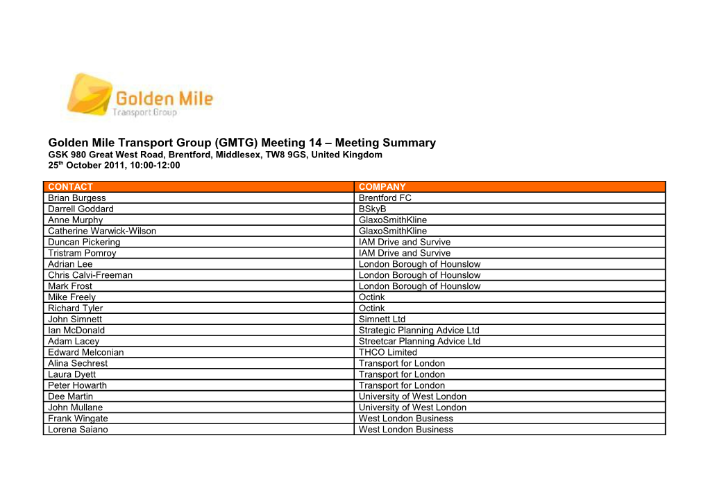 Golden Mile Transport Group - Agenda