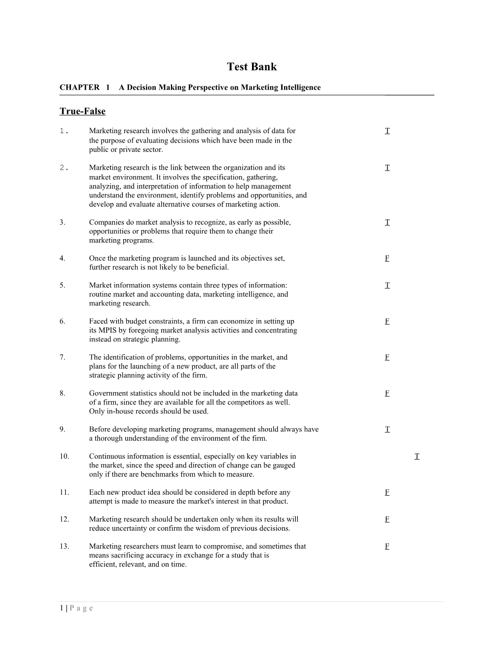 CHAPTER 1A Decision Making Perspective on Marketing Intelligence