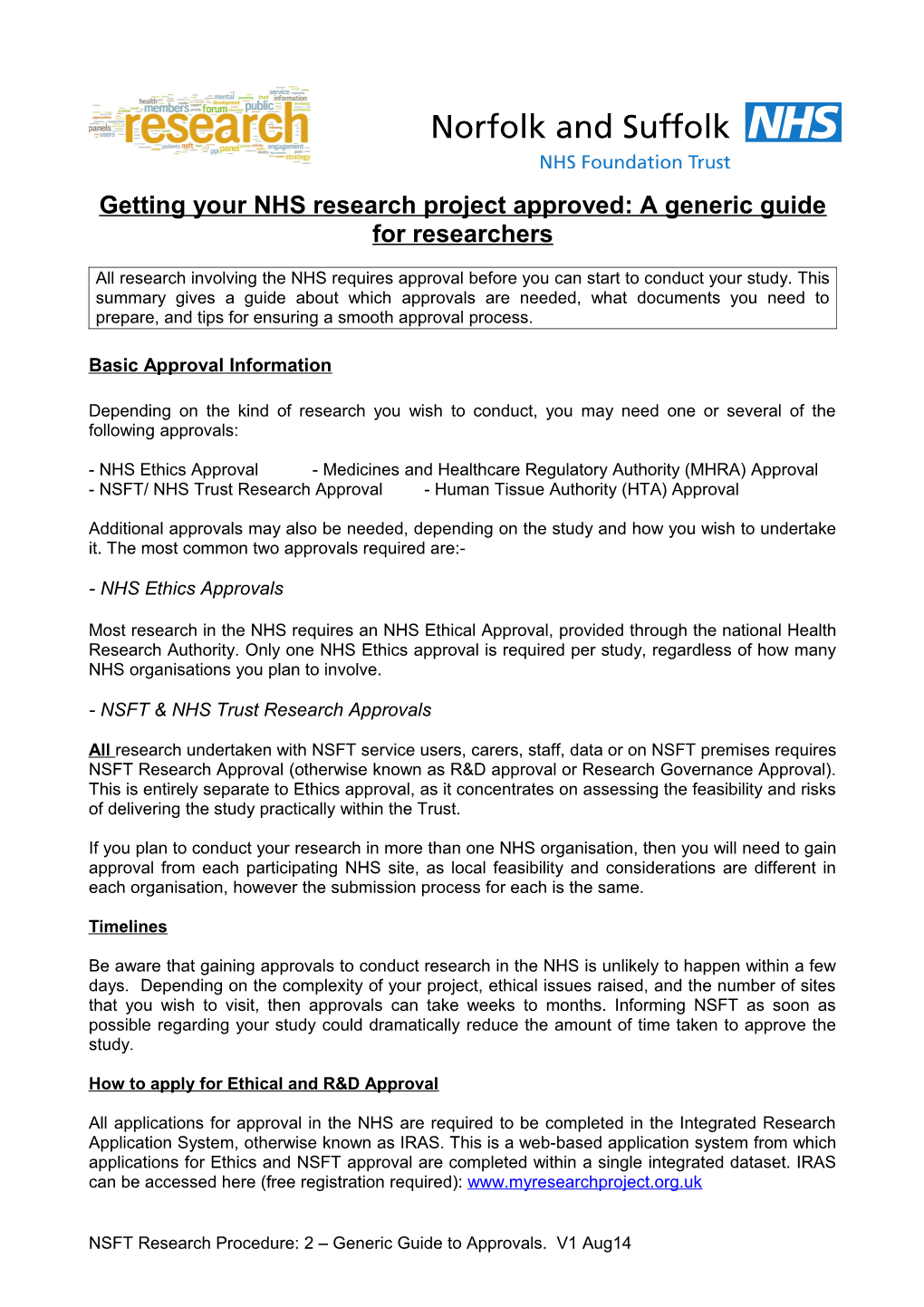 Getting Your NHS Research Project Approved: a Generic Guide for Researchers