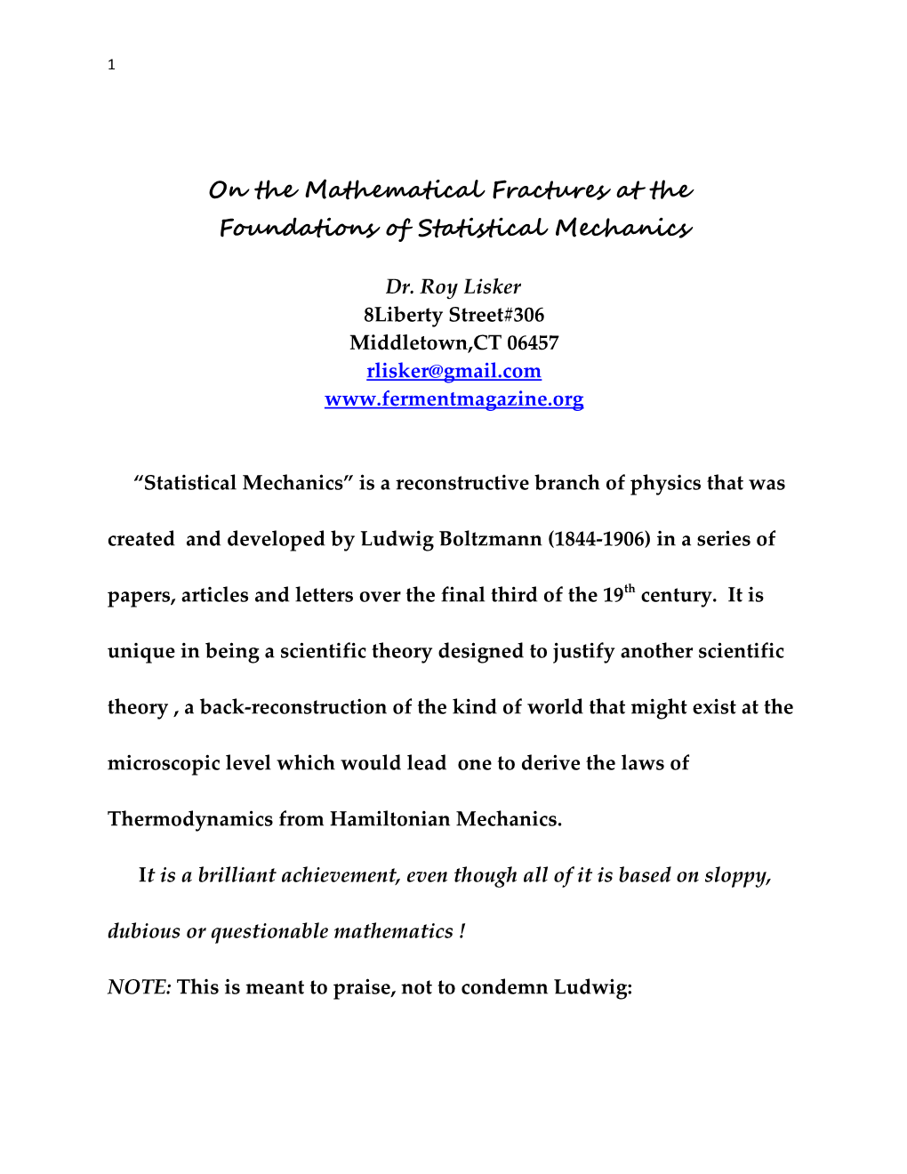 On the Mathematical Fractures at The