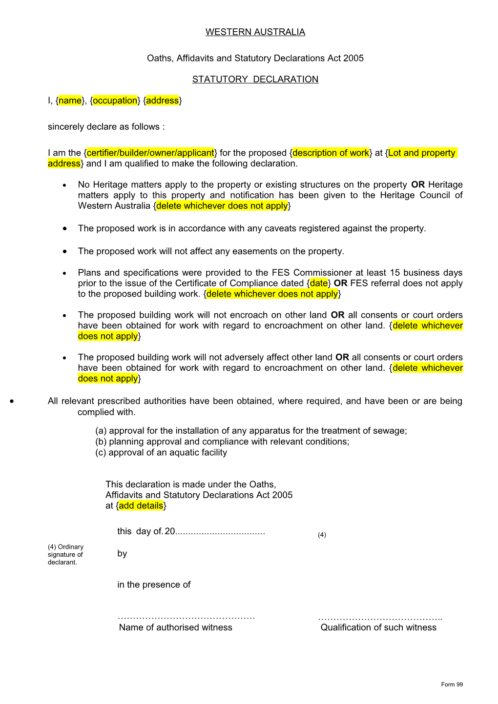 Oaths, Affidavits and Statutory Declarations Act 2005