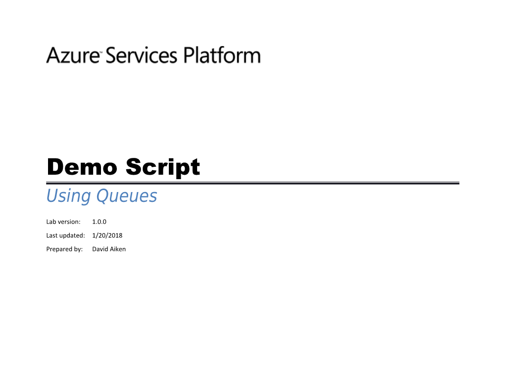 Windows Azure Using Queues Demoo