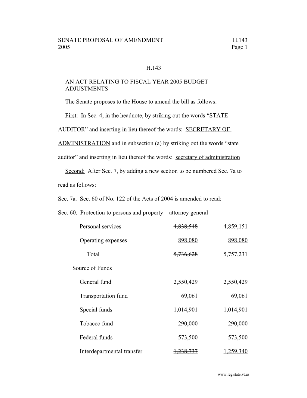 An Act Relating to Fiscal Year 2005 Budget Adjustments