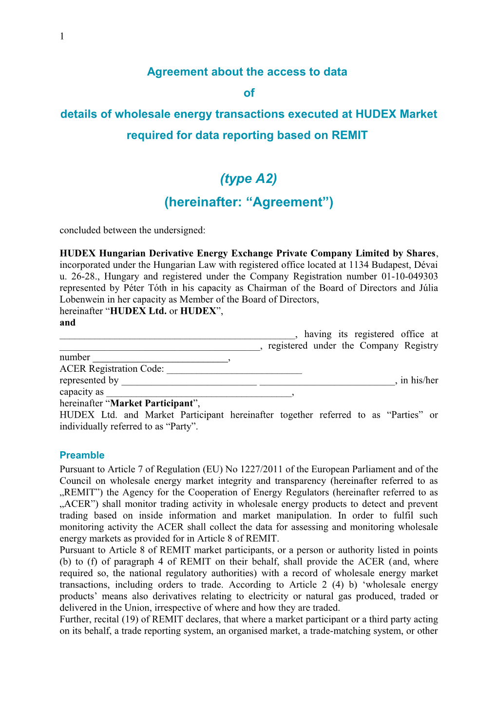 Data Reporting Agreement A2