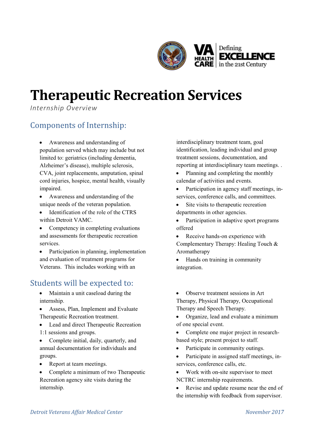 Therapeutic Recreation Services