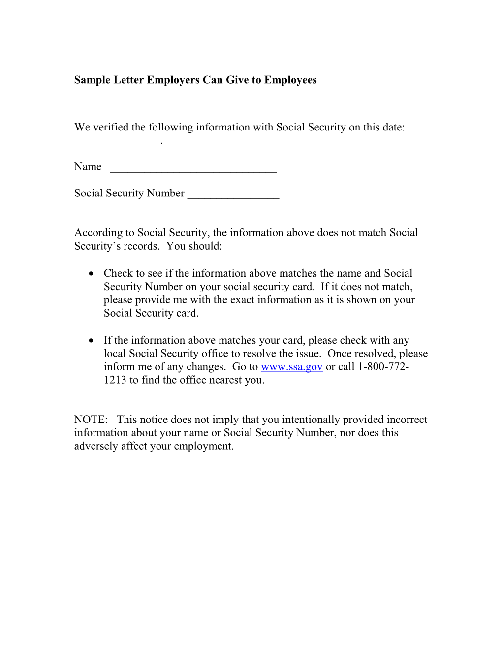Sample Letter Employers Can Give To Employees