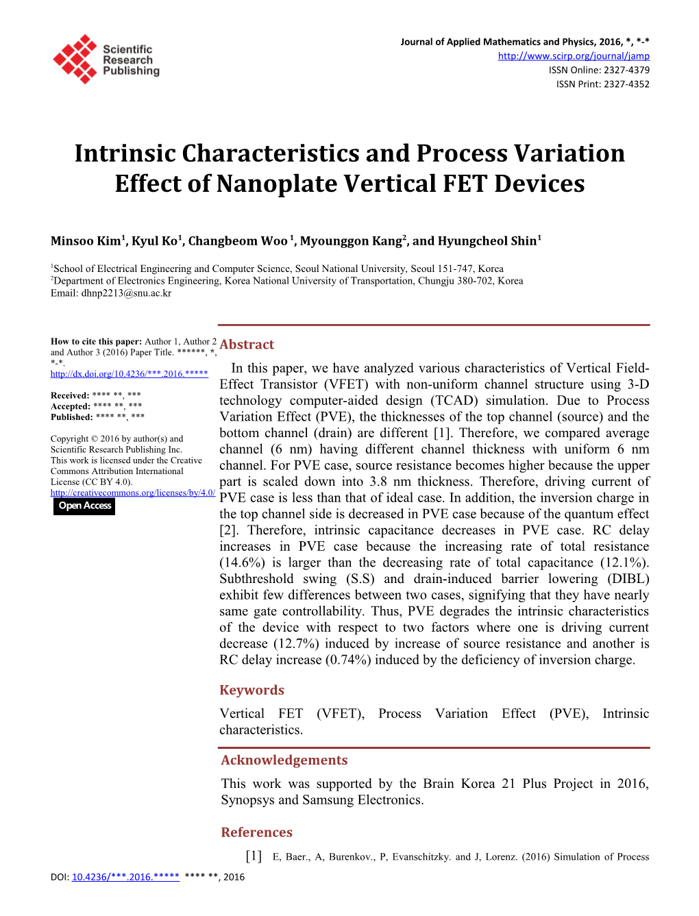 Intrinsic Characteristics and Process Variation Effect of Nanoplate Vertical FET Devices