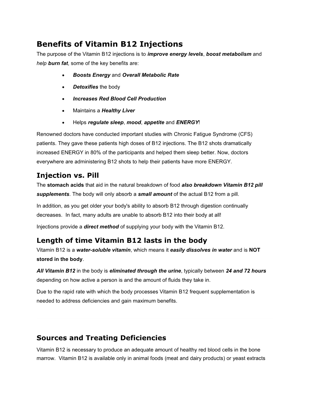 Benefits of Vitamin B12 Injections