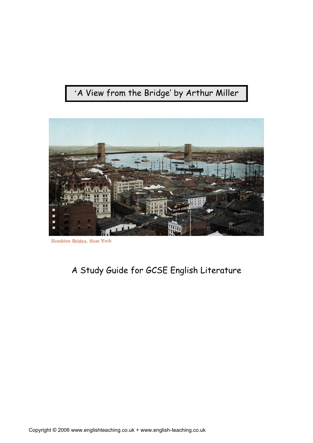 GCSE Drama: a View from the Bridge by Arthur Miller