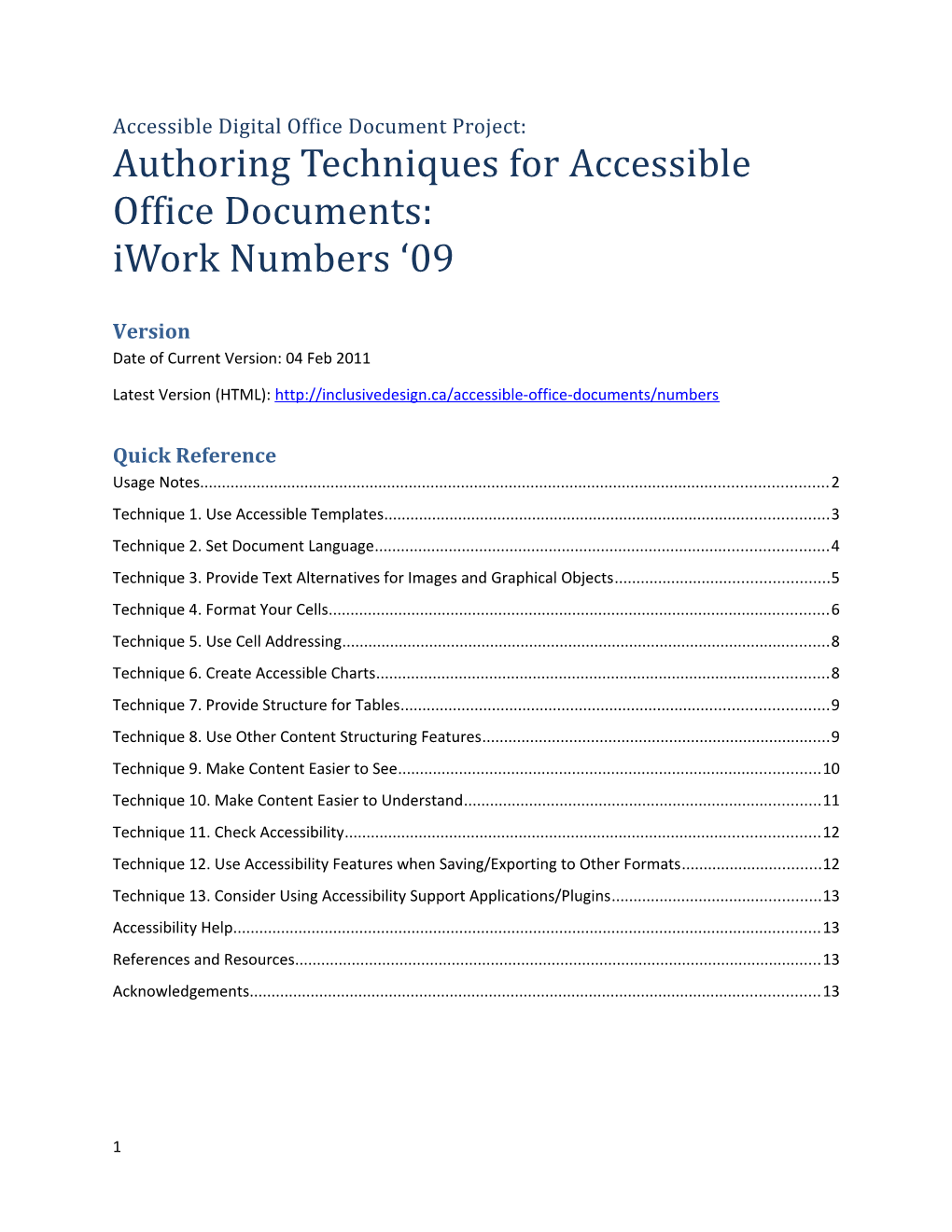 Accessible Digital Office Document Project: Authoring Techniques for Accessible Office