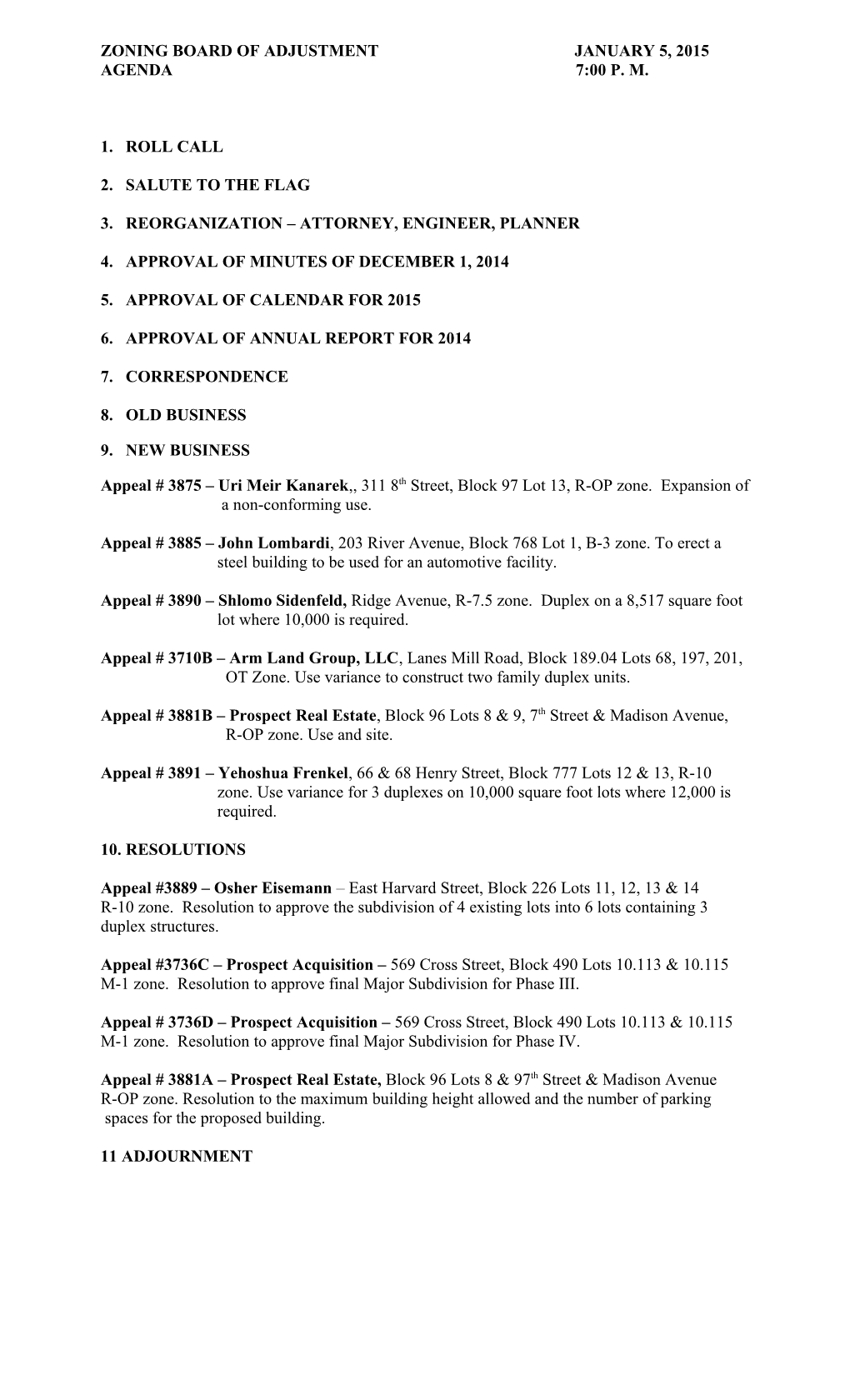 Zoning Board of Adjustment October 4, 1999