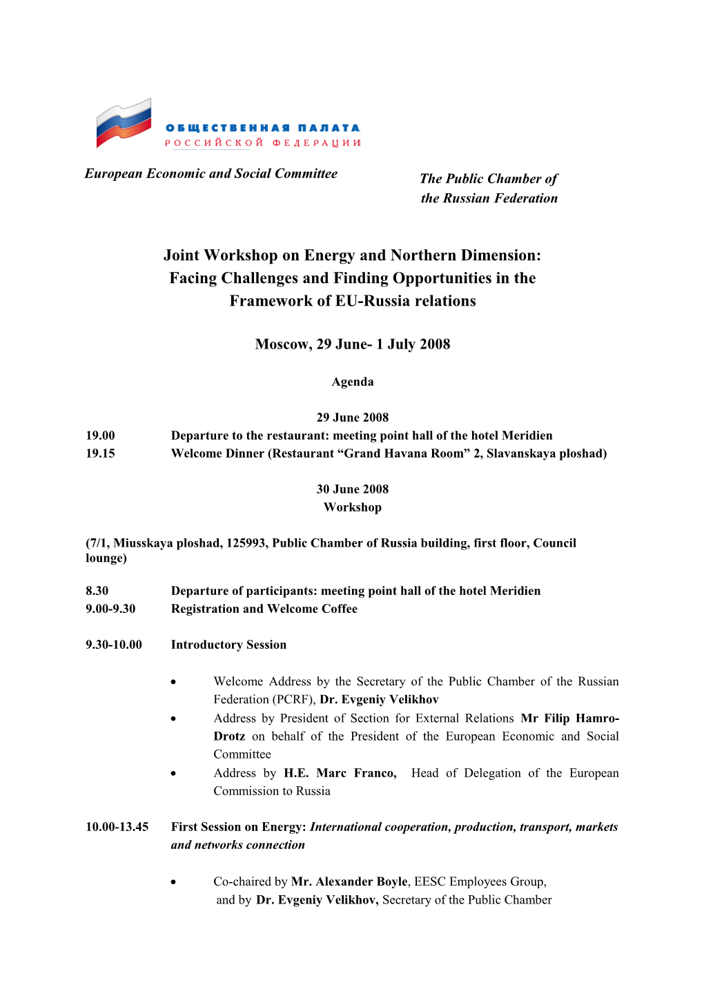 PROGRAMME of the VISIT of an EESC DELEGATION to MOLDOVA