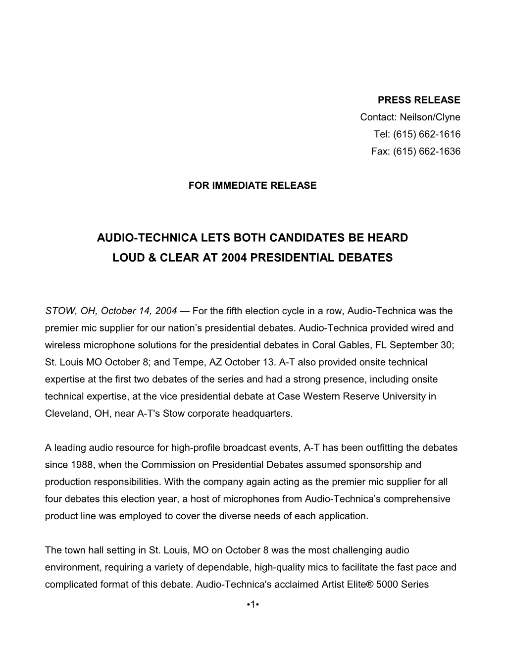 Audio-Technica Lets Both Candidates Be Heard