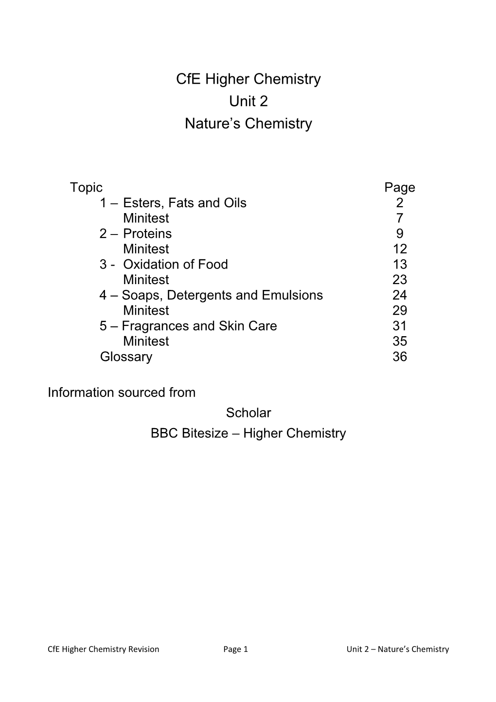 Cfe Higher Chemistry