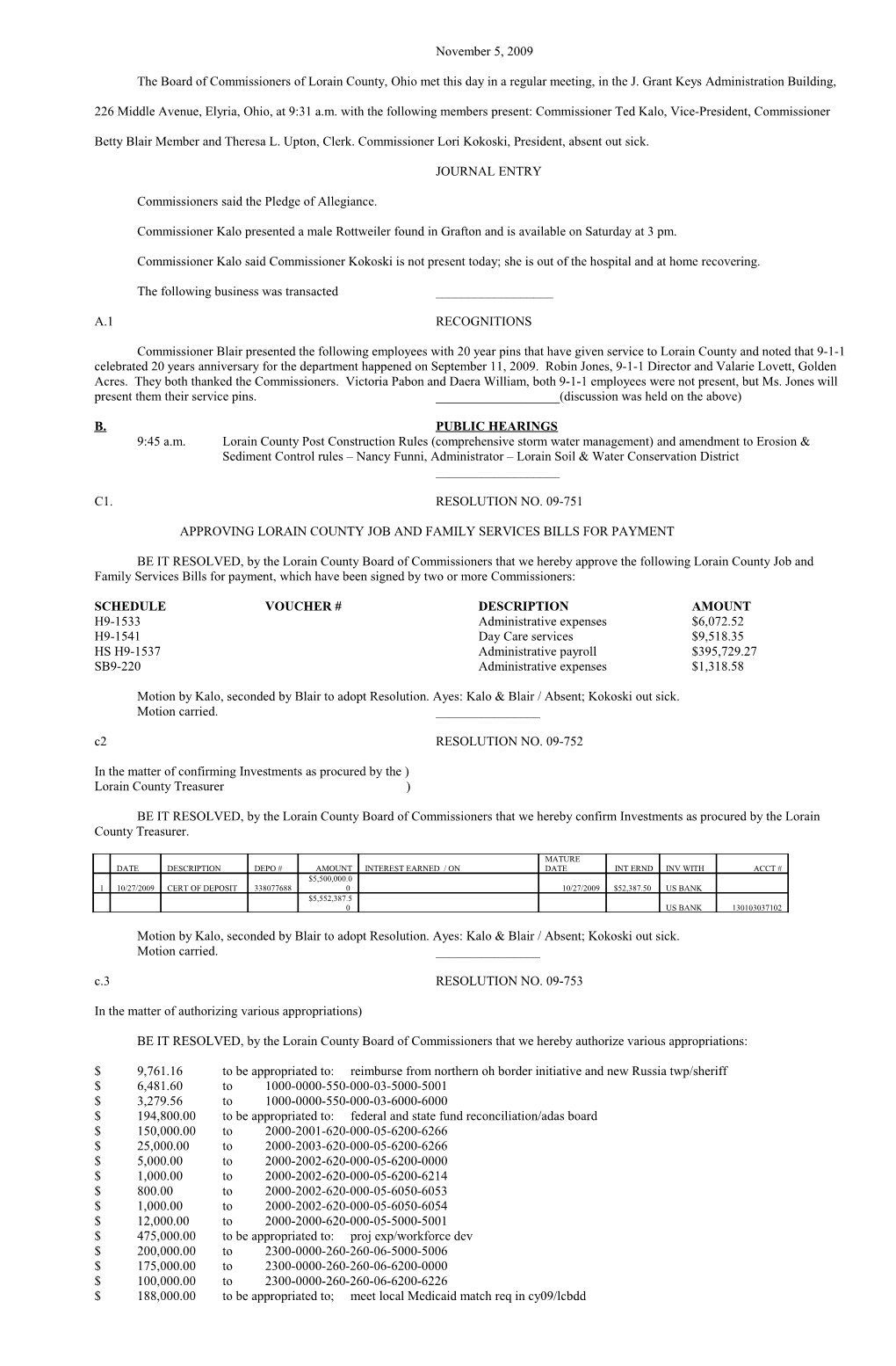 The Board of Commissioners of Lorain County, Ohio Met This Day in a Regular Meeting, In s23