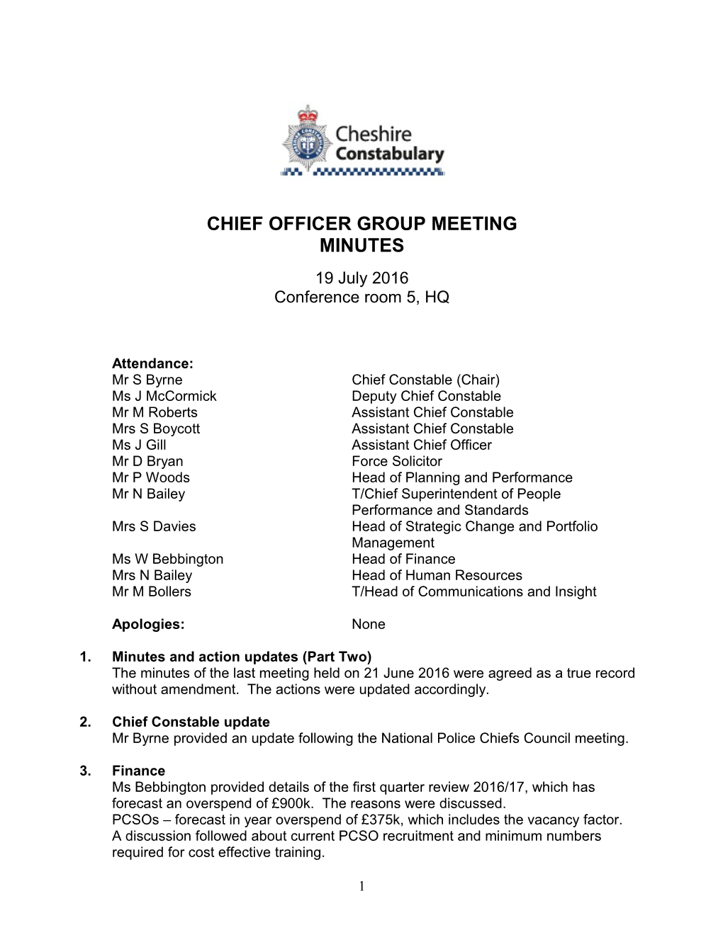 Chief Officer Group Meeting
