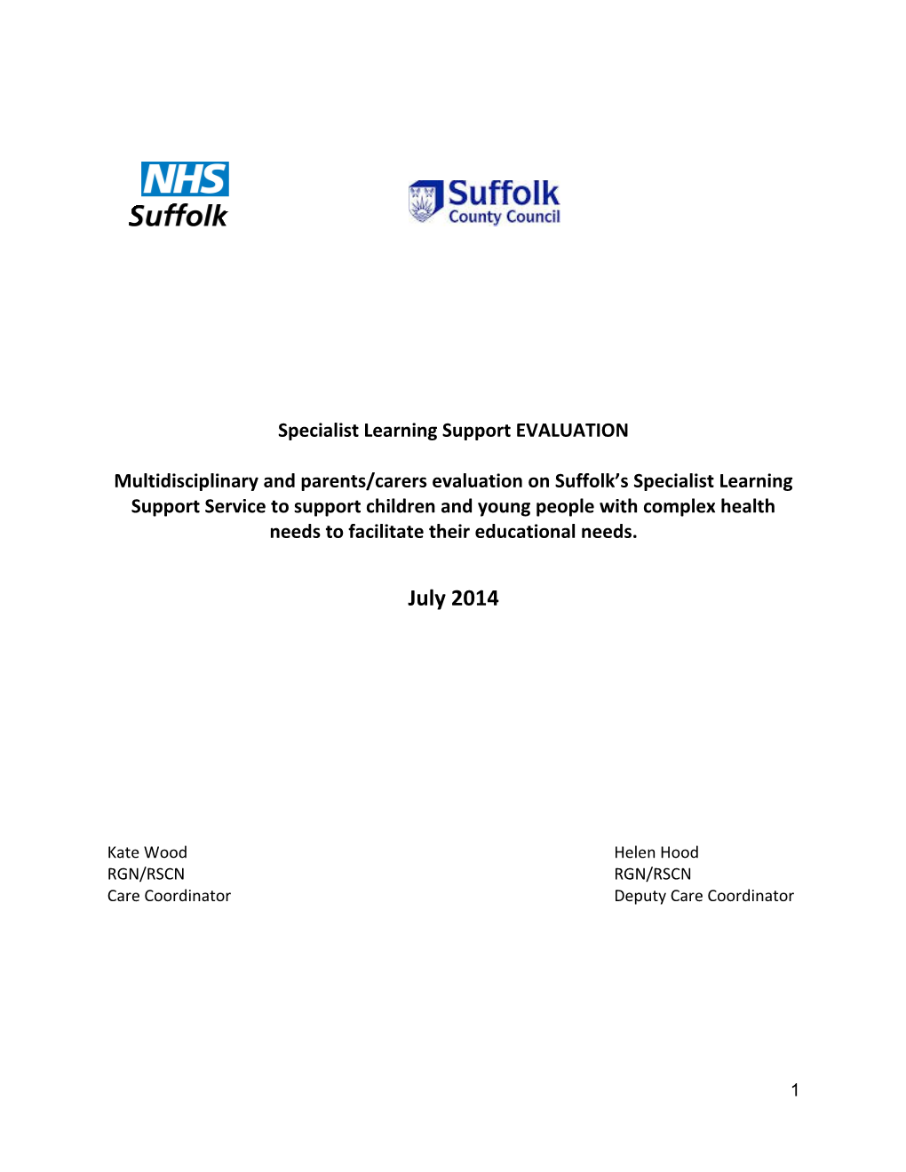 Specialist Learning Support EVALUATION