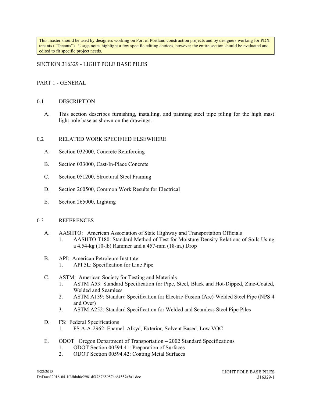 Section 316329 - Light Pole Base Piles