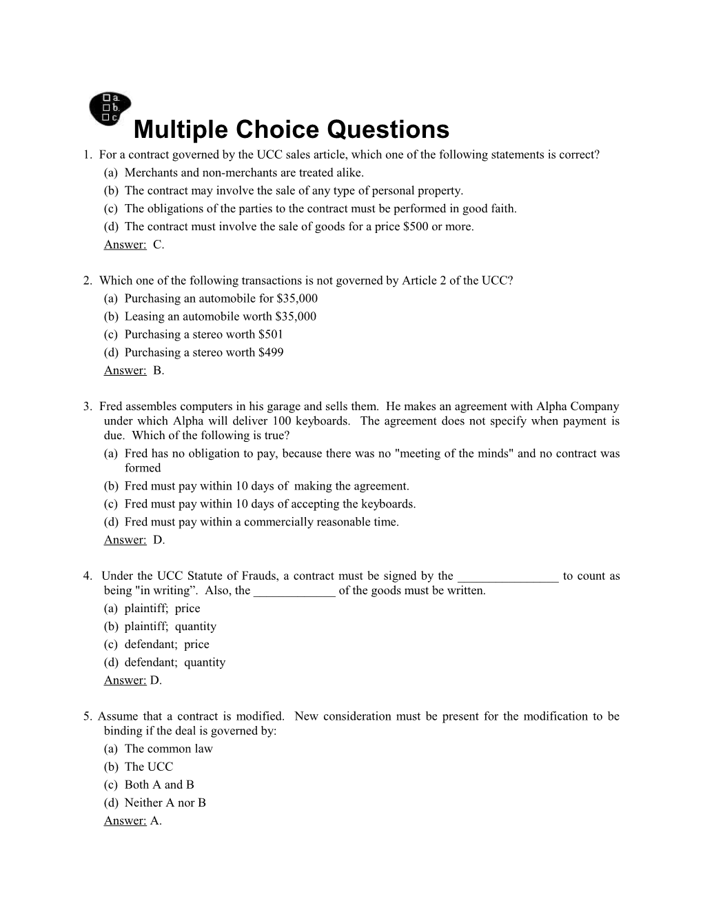 Multiple Choice Questions s13
