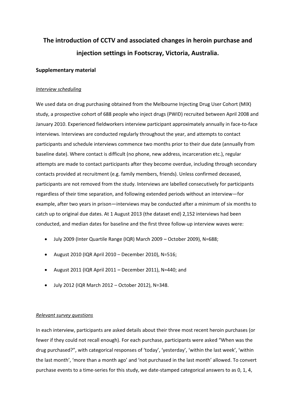 The Introduction of CCTV and Associated Changes in Heroin Purchase and Injection Settings