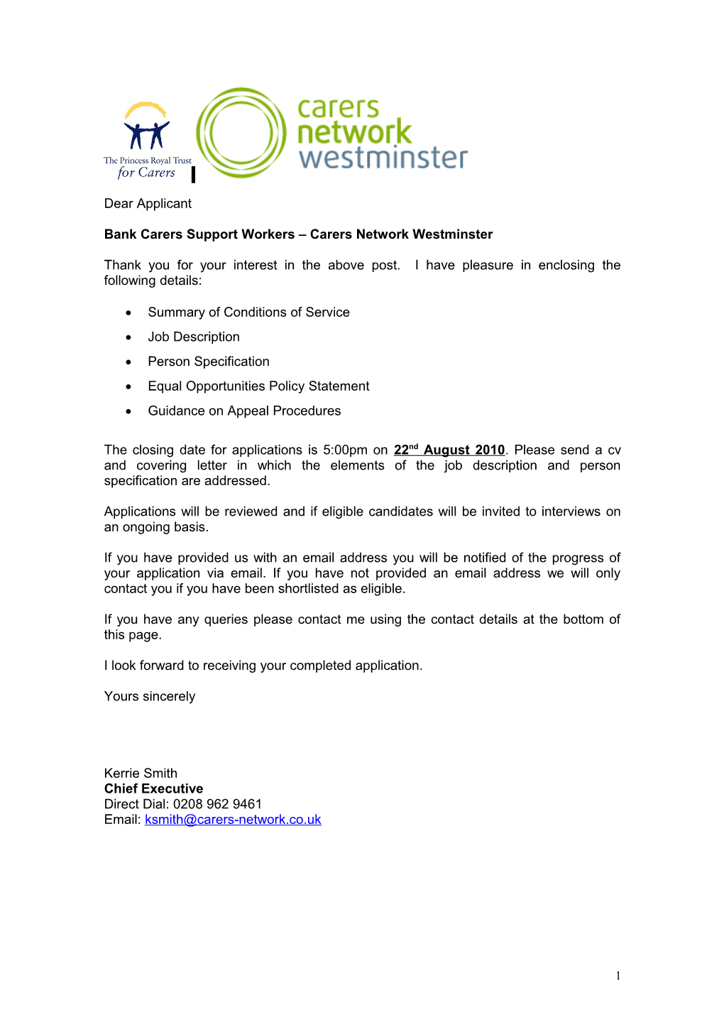 Bank Carers Support Workers Carers Network Westminster