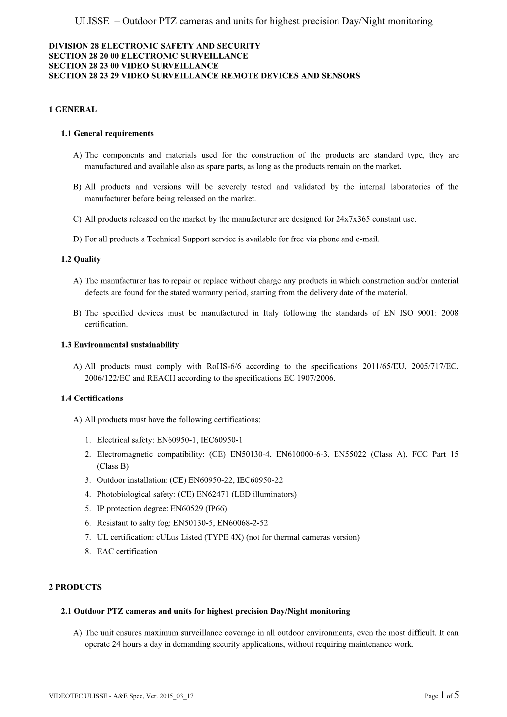 Documento A&E Ulisse Compact - Rev. 1 s1