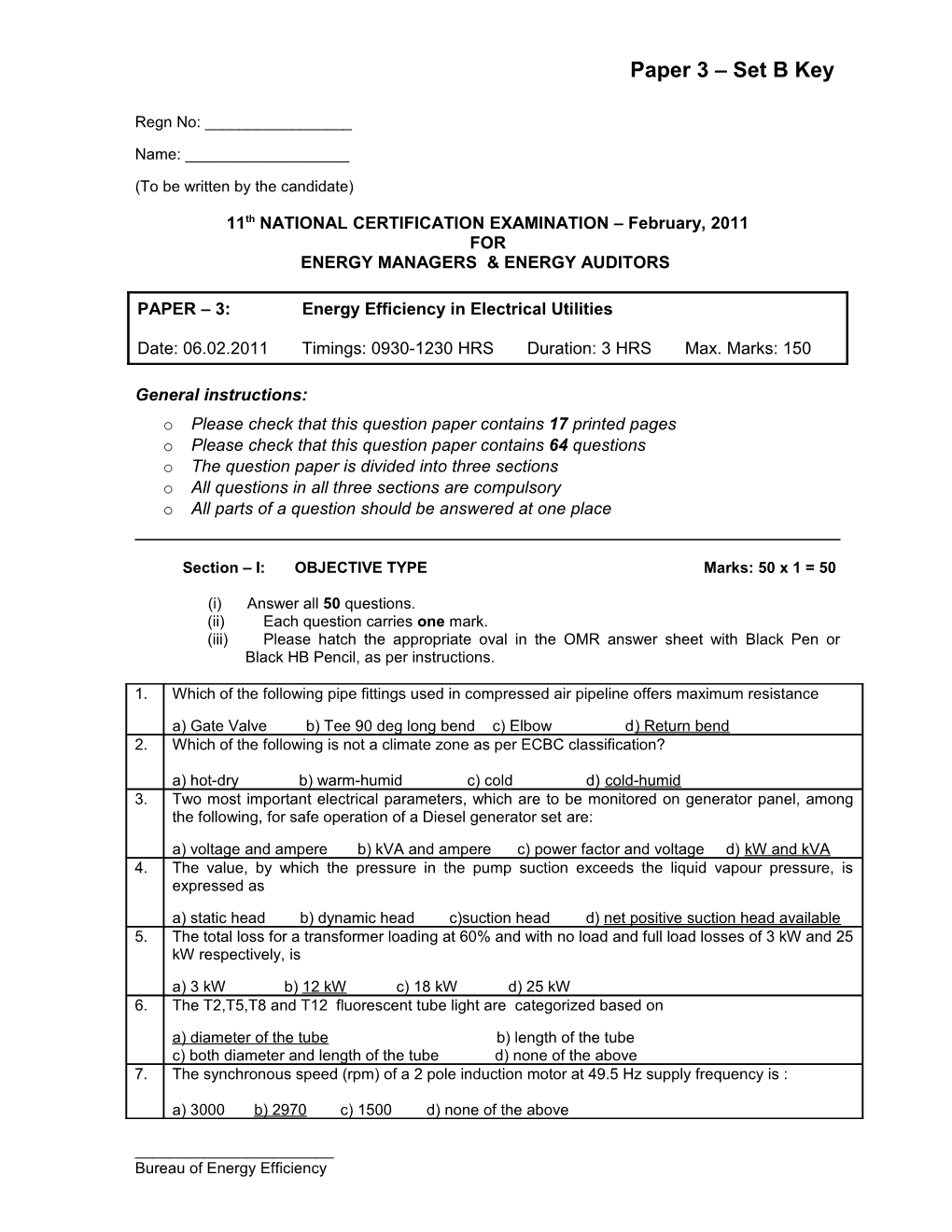 National Certification Examination 2004