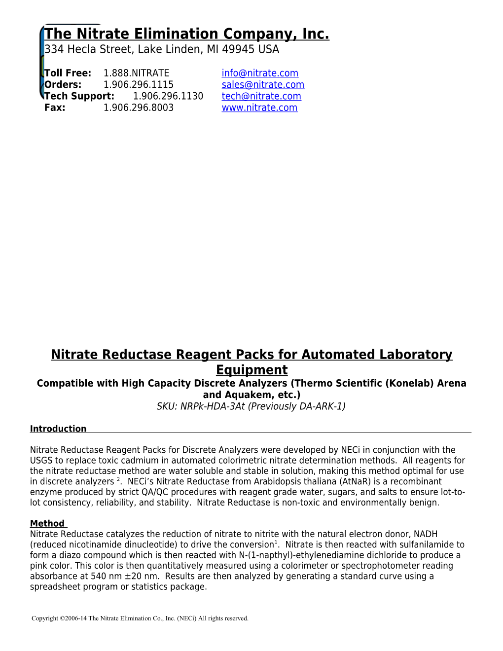Autoanalyzer Reagent Kits for Discrete Analyzers (DA-ARK)