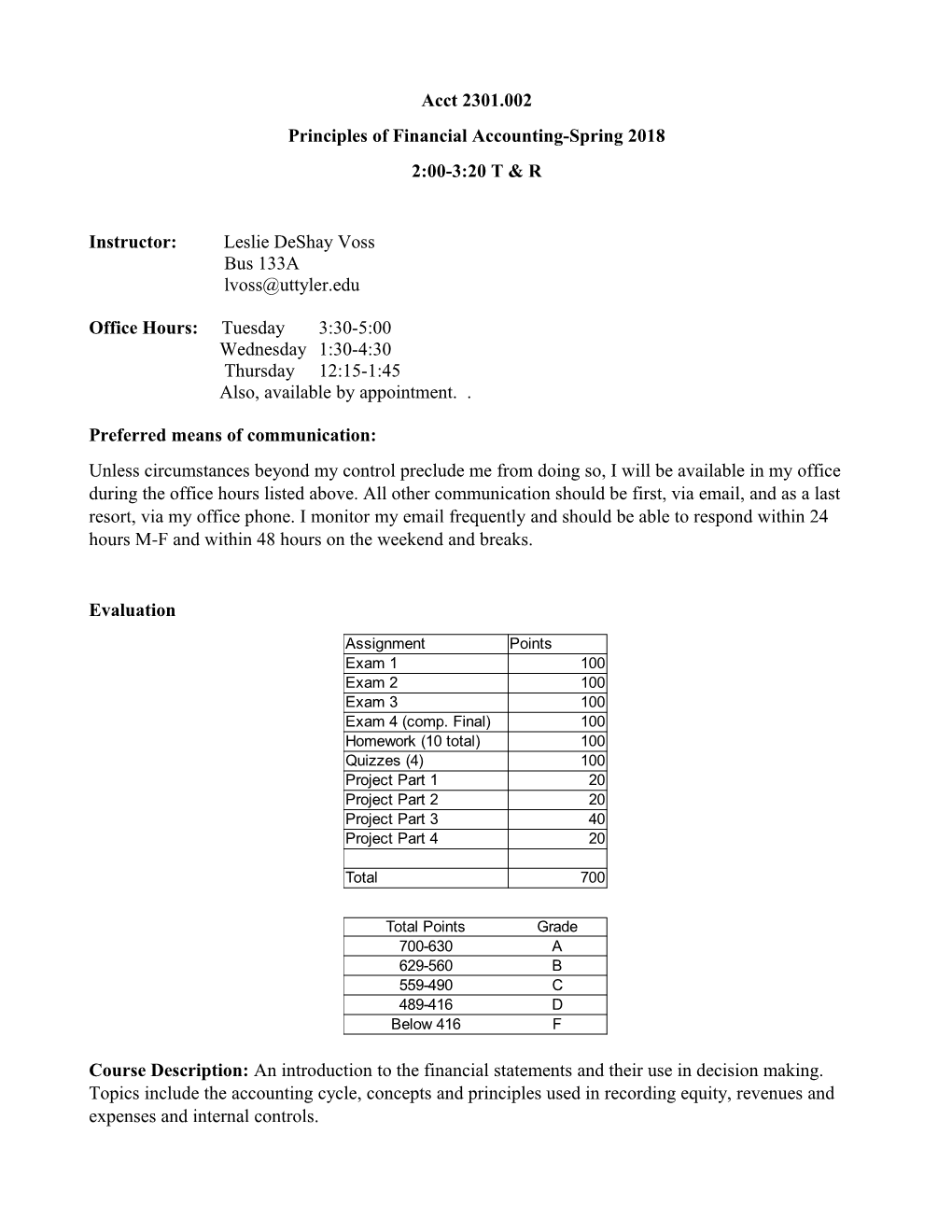 Principles of Financial Accounting-Spring 2018