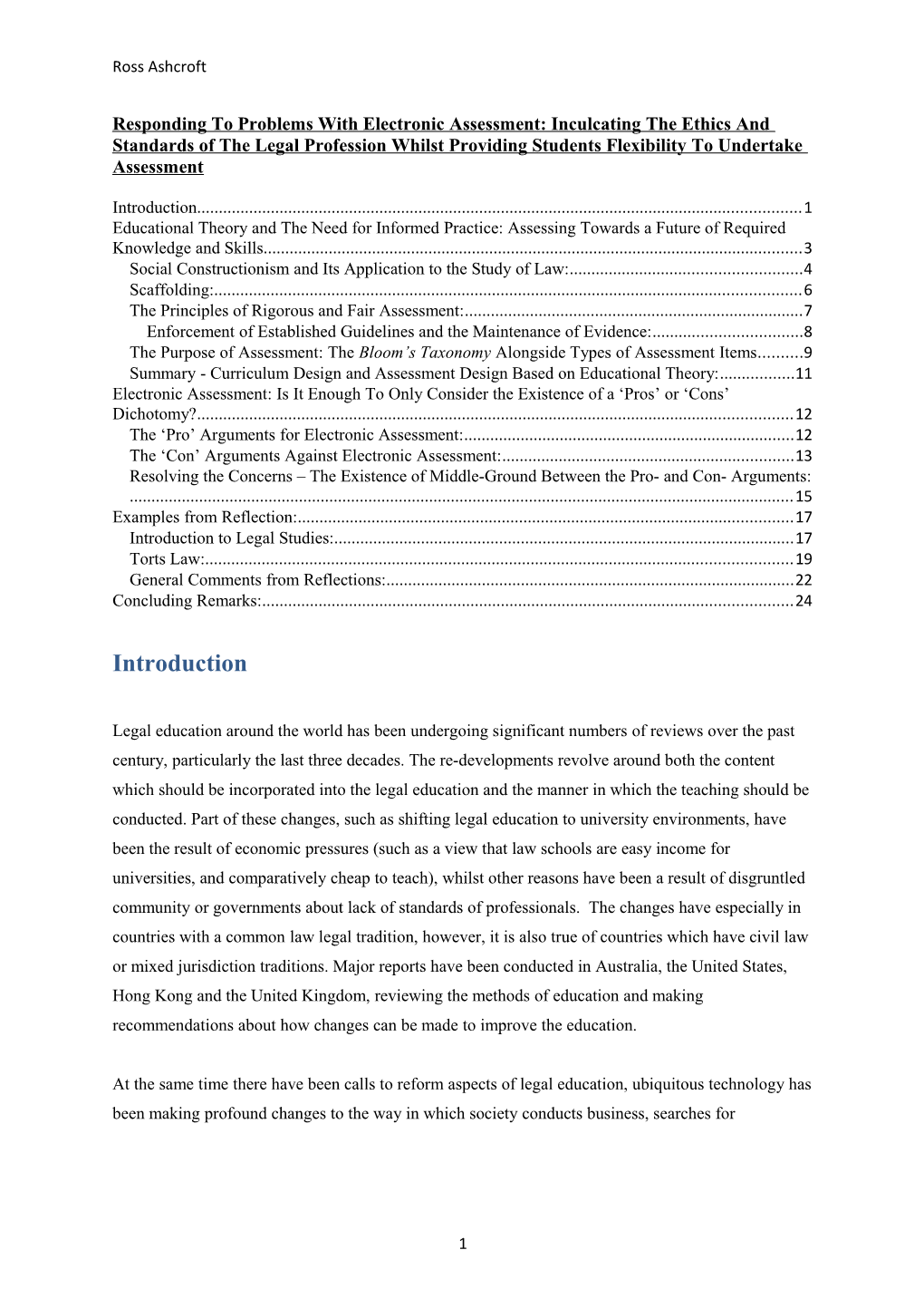 Responding to Problems with Electronic Assessment: Inculcating the Ethics and Standards