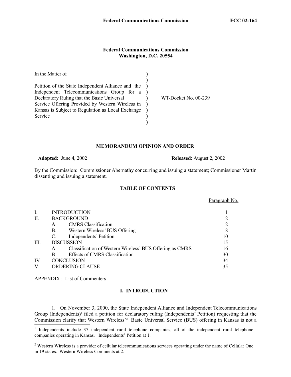 Federal Communications Commission FCC 02-164