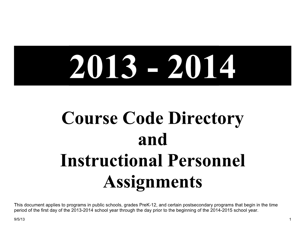 Course Code Directory