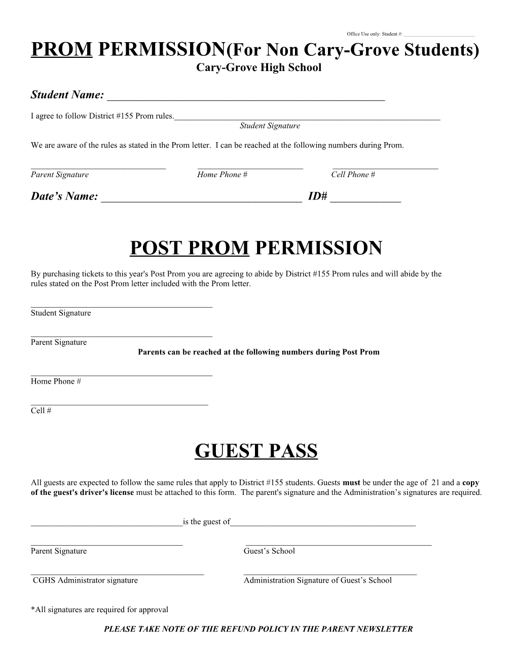 Prom Permission Form