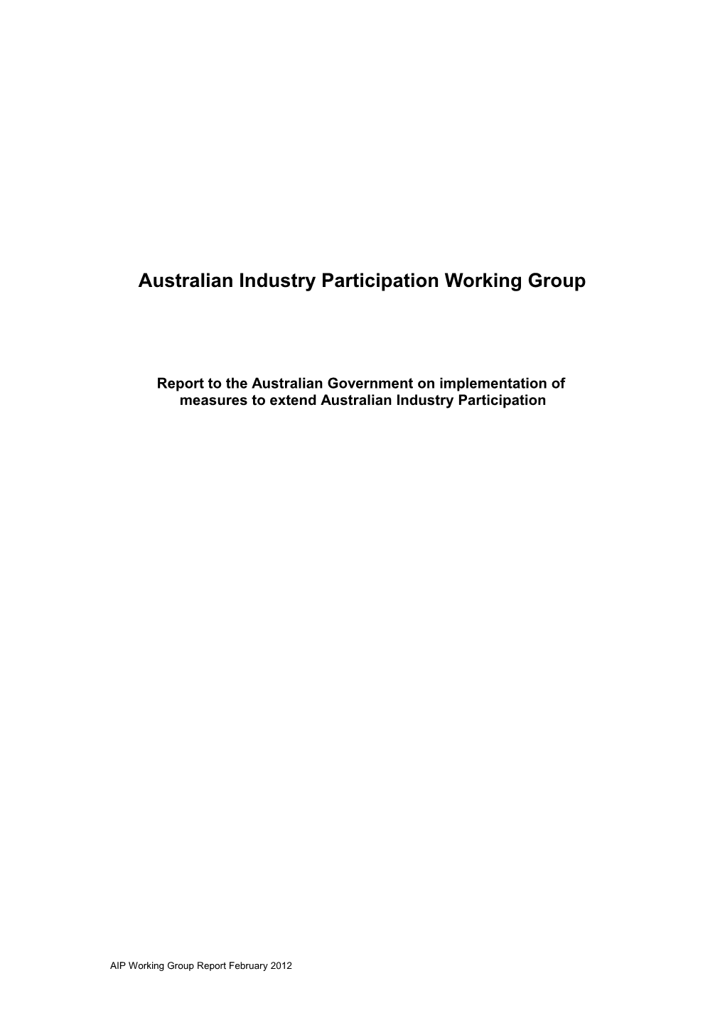 Australian Industry Participation Working Group