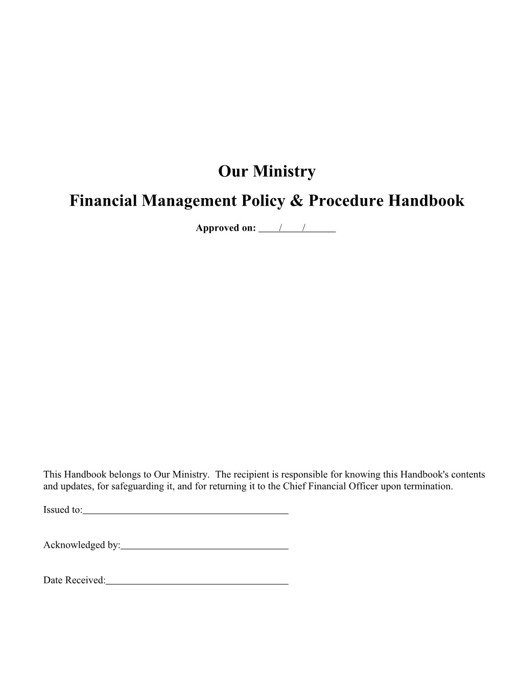 Financial Management Policy & Procedure Handbook