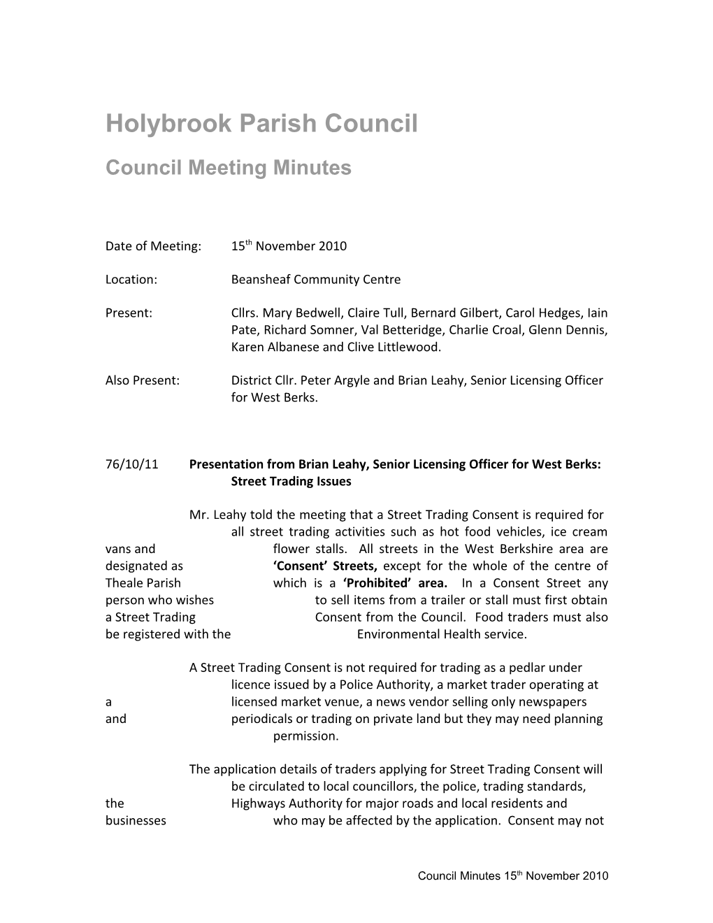 Holybrook Parish Council s1
