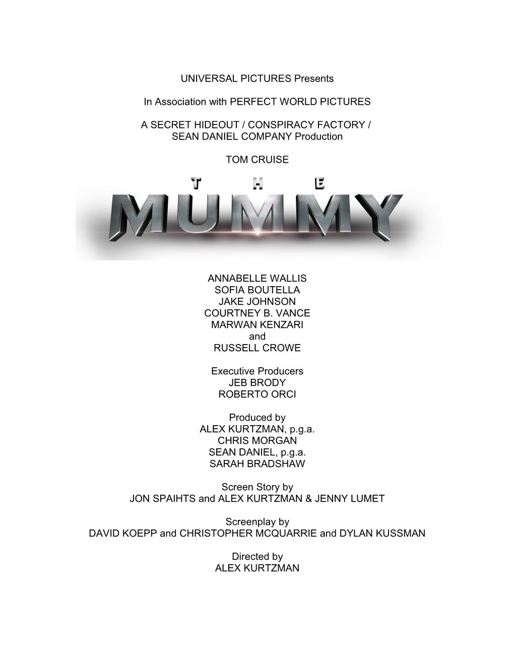 The Mummy Production Information 2