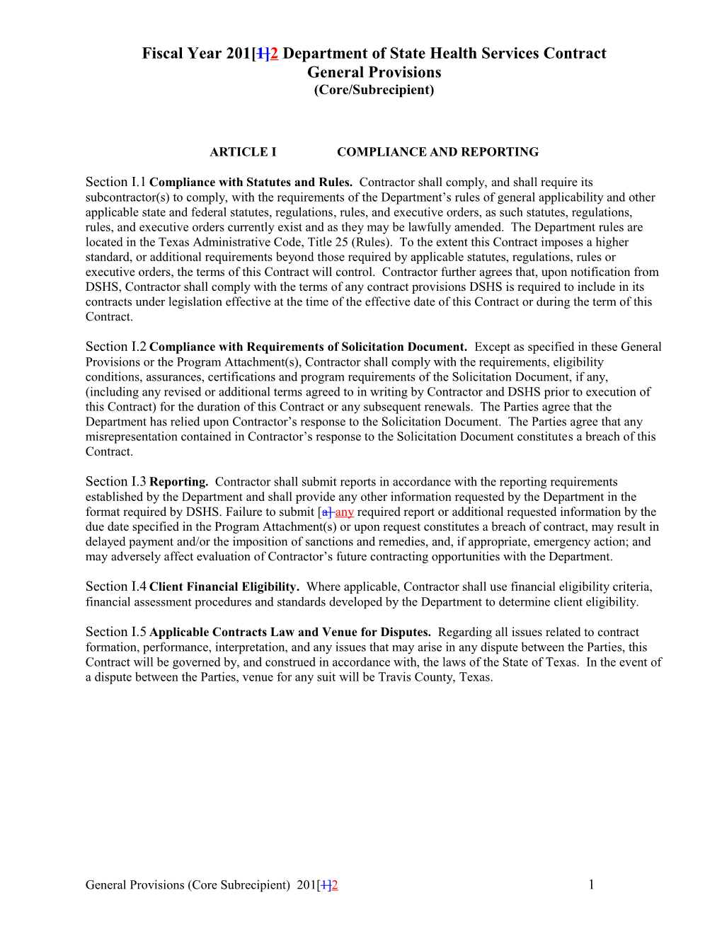 Fiscal Year 201 1 2 Department of State Health Services Contract