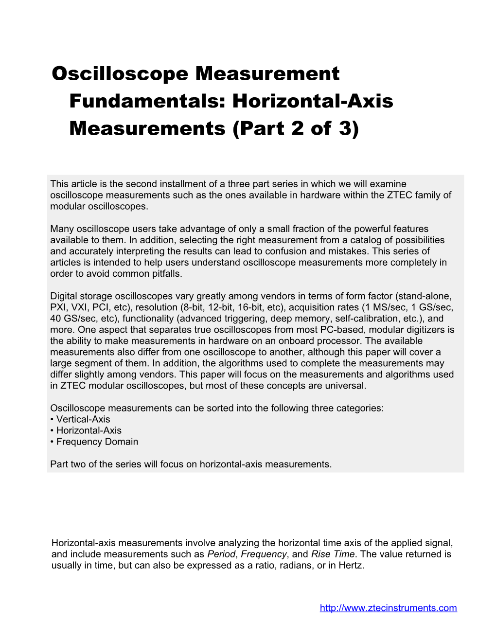 Oscilloscope Measurement Fundamentals: Horizontal-Axis Measurements (Part 2 of 3)