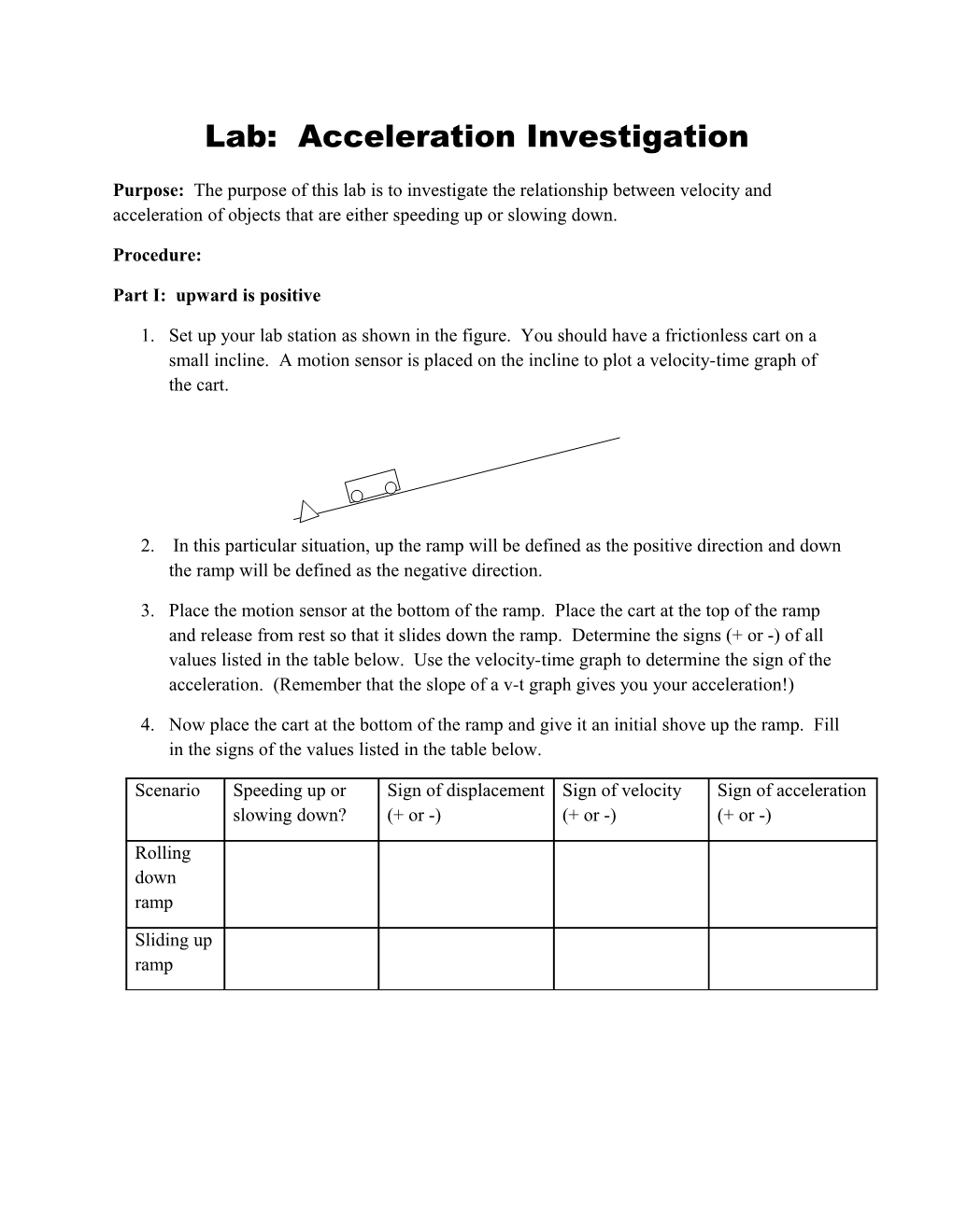 Lab: Acceleration Investigation