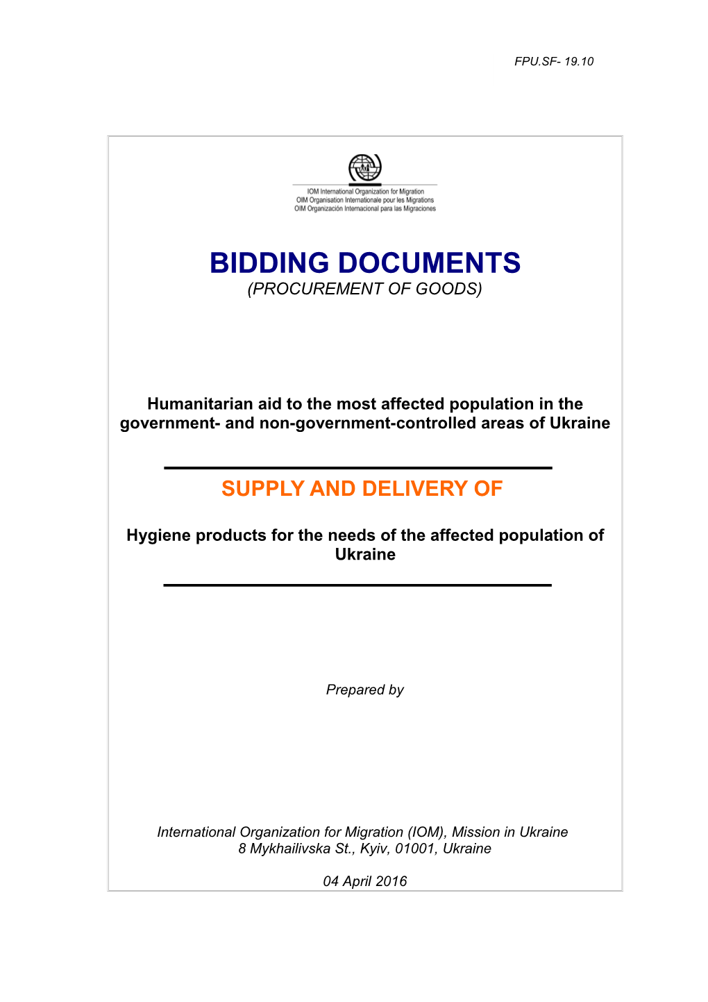 Bidding Documents for Goods