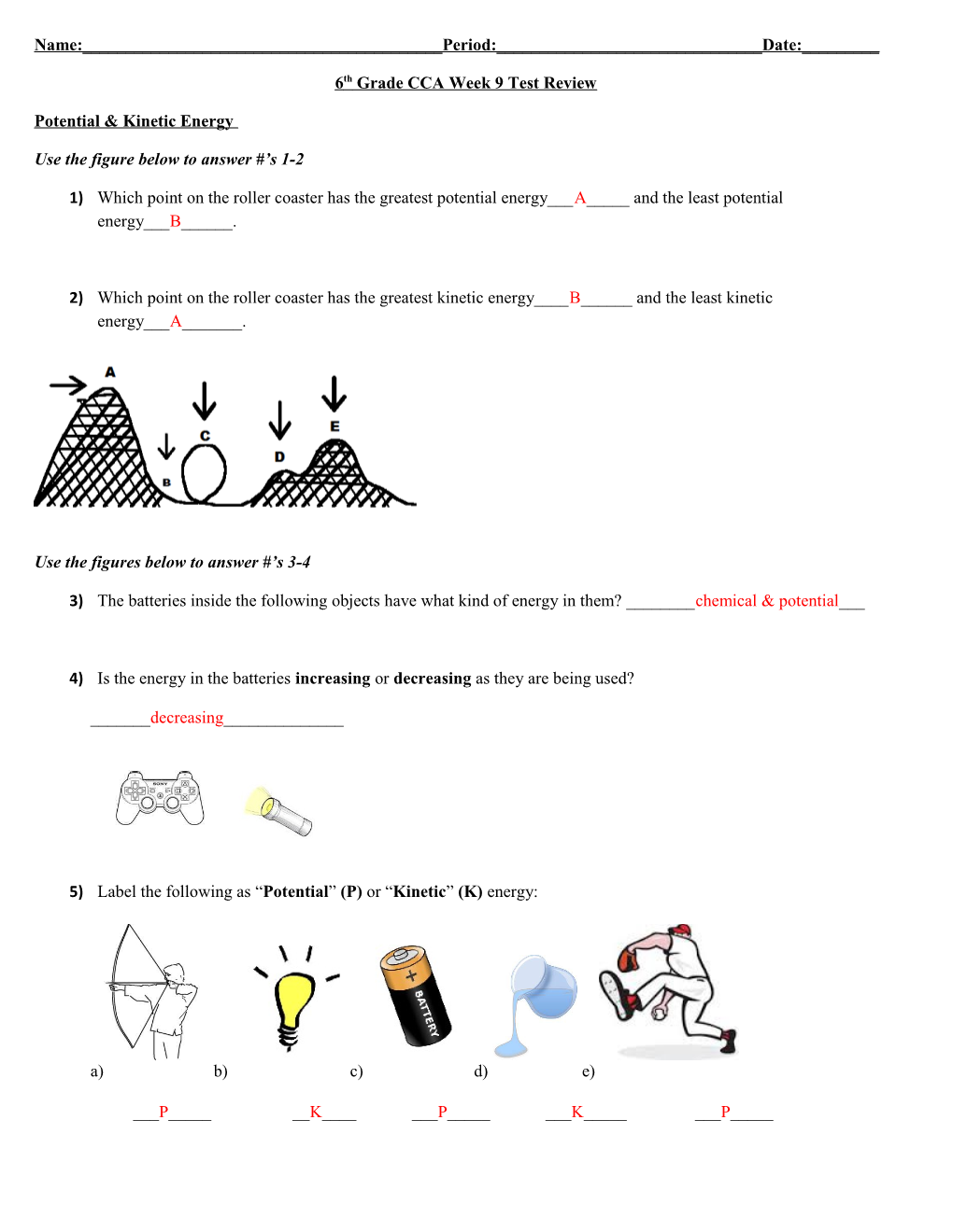 6Th Grade CCA Week 9 Test Review