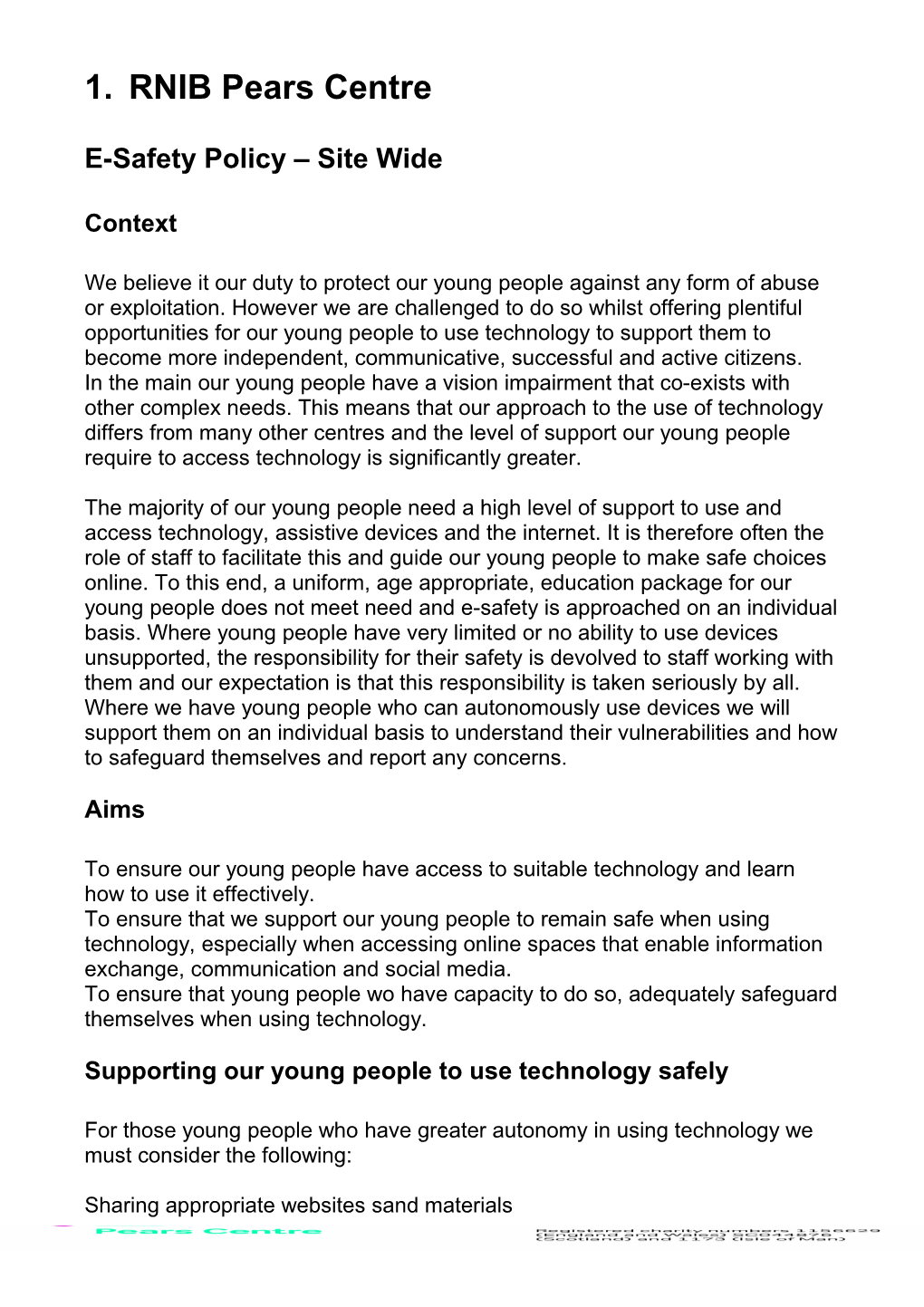 E-Safety Policy Site Wide