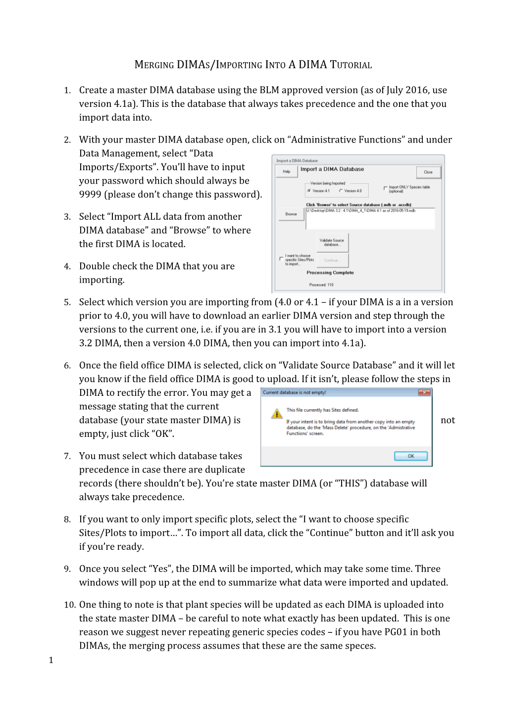 Merging Dimas/Importing Into a DIMA Tutorial