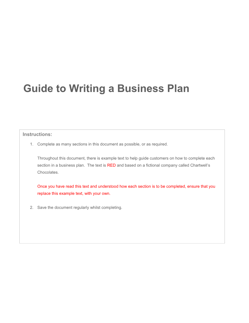 Guide to Writing a Business Plan