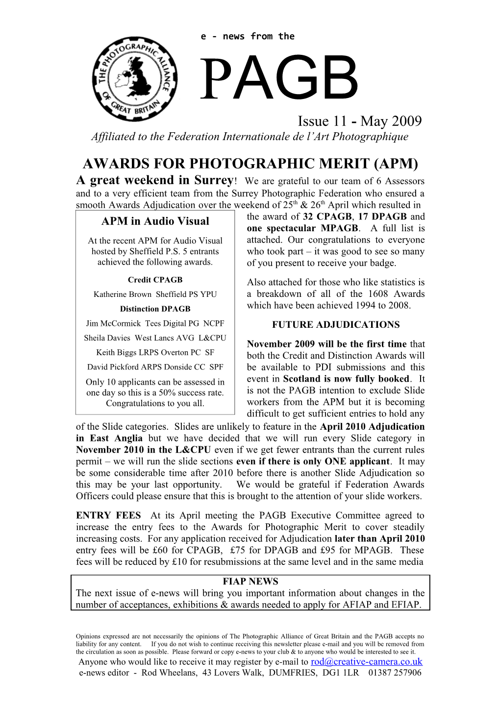 Awards for Photographic Merit (Apm)