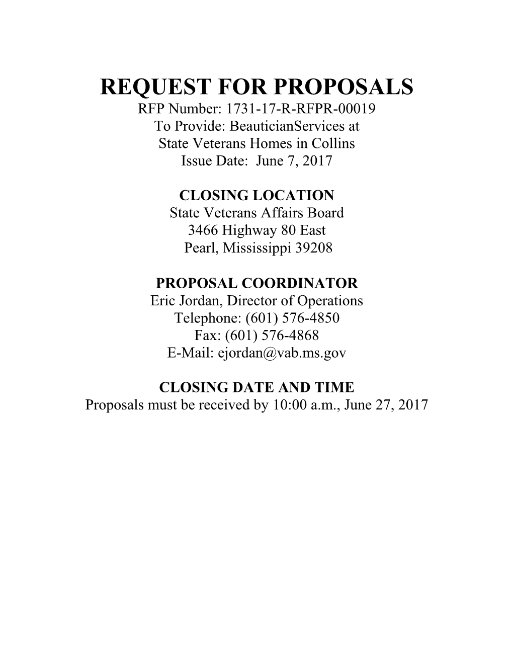 Request for Proposals s29
