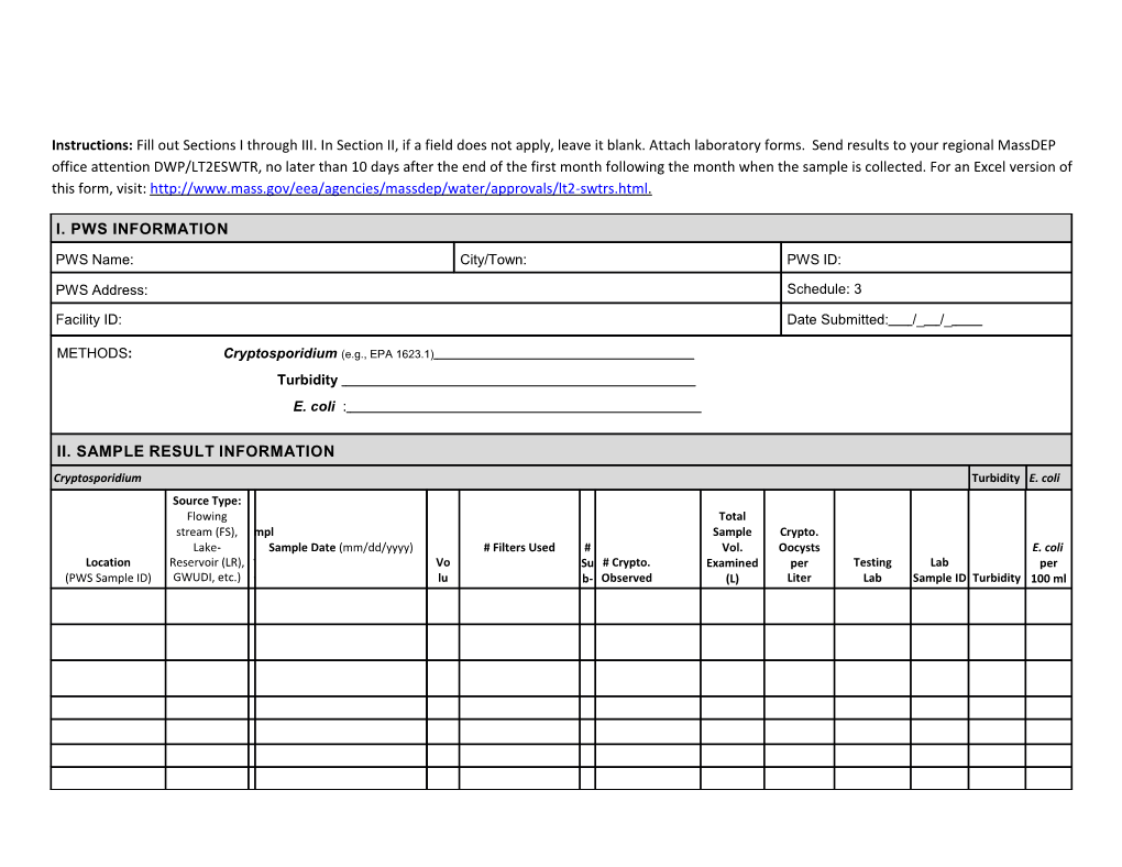 Instructions: Fill out Sections I Through III. in Section II, If a Field Does Not Apply