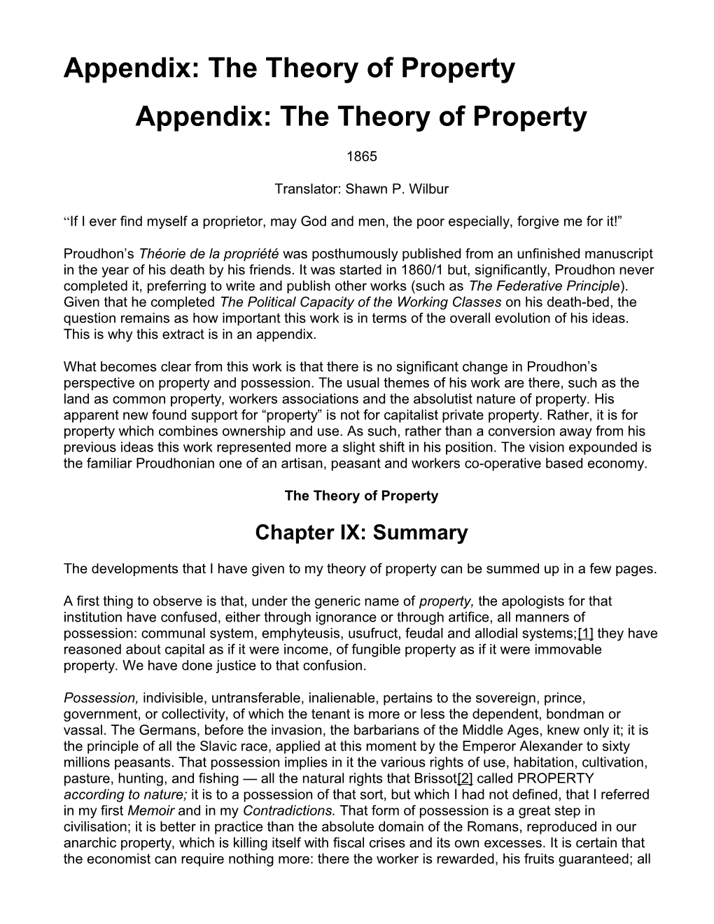 Appendix: the Theory of Property