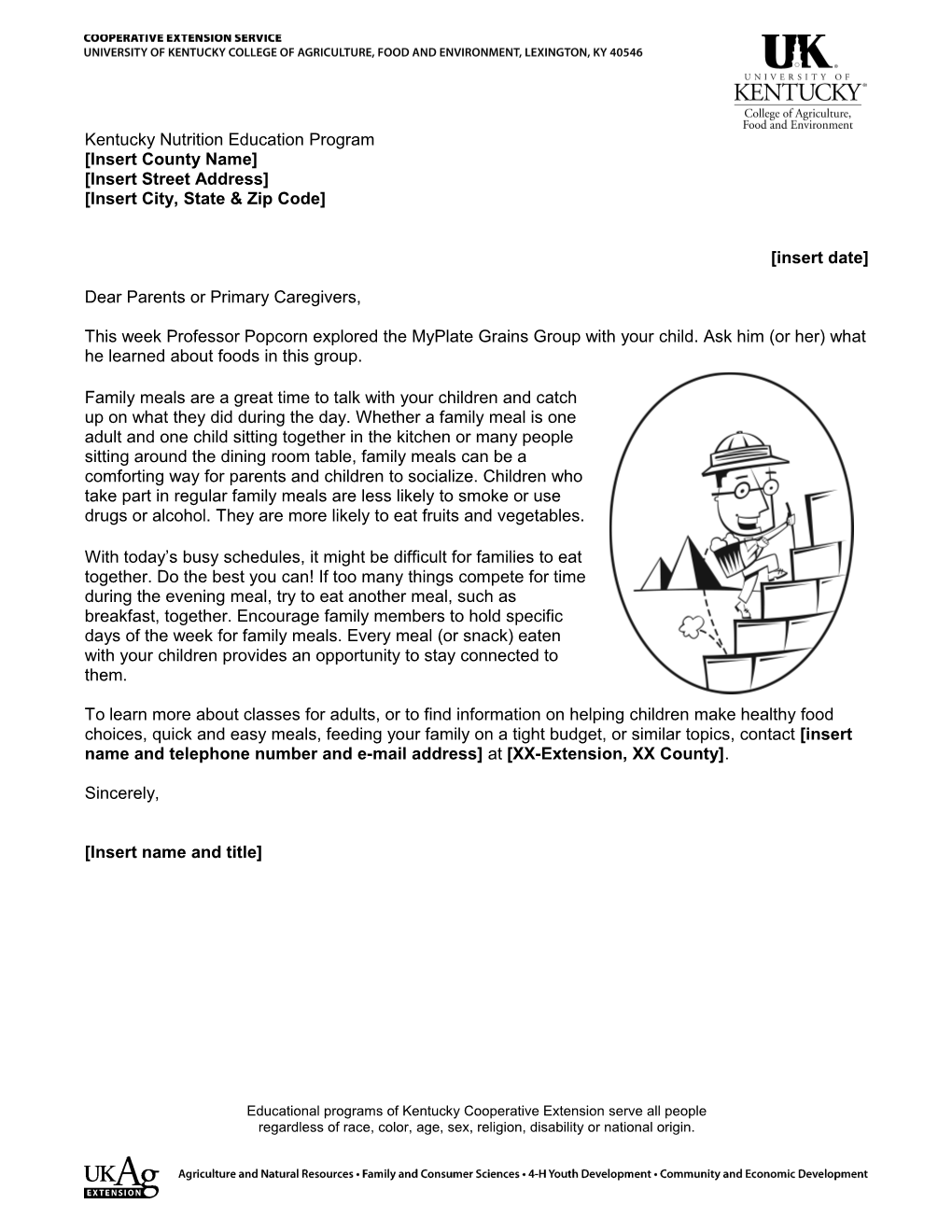 Parent Letter for Lesson 2 All Grades